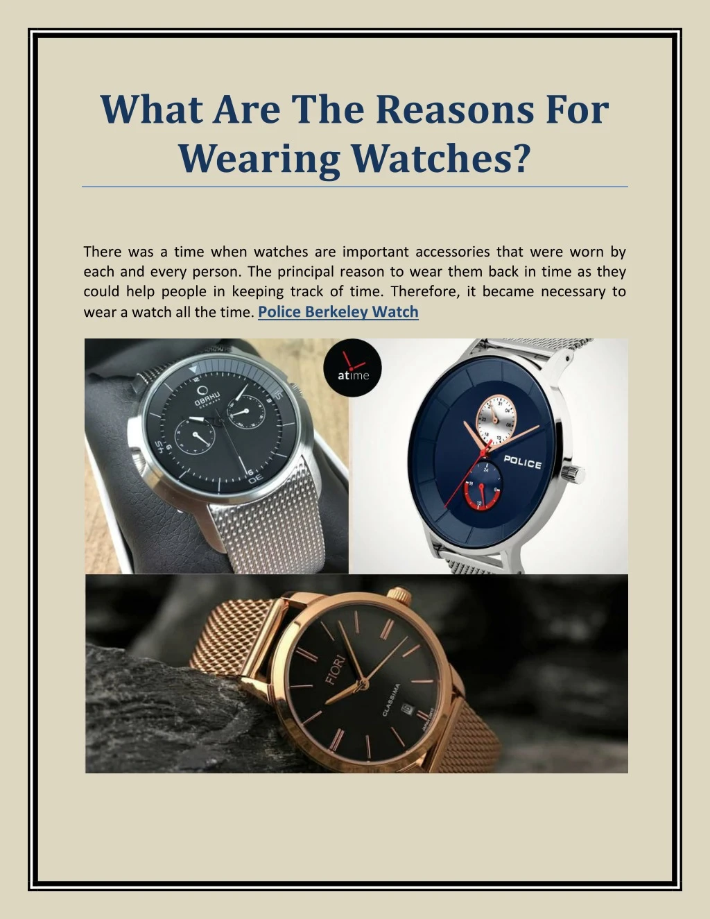 what are the reasons for wearing watches