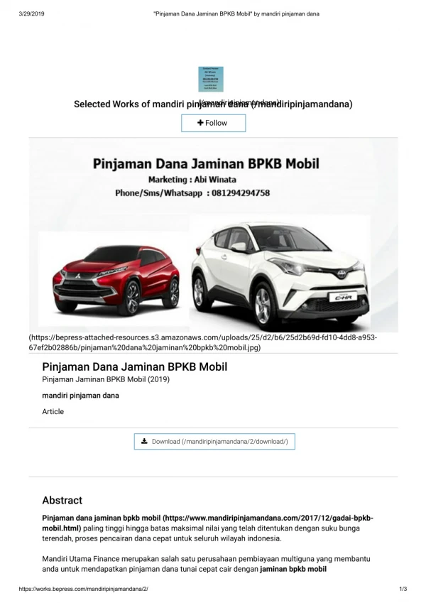 Pinjaman Dana Jaminan Bpkb Mobil