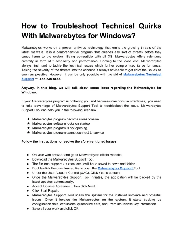 How to Troubleshoot Technical Quirks With Malwarebytes for Windows?