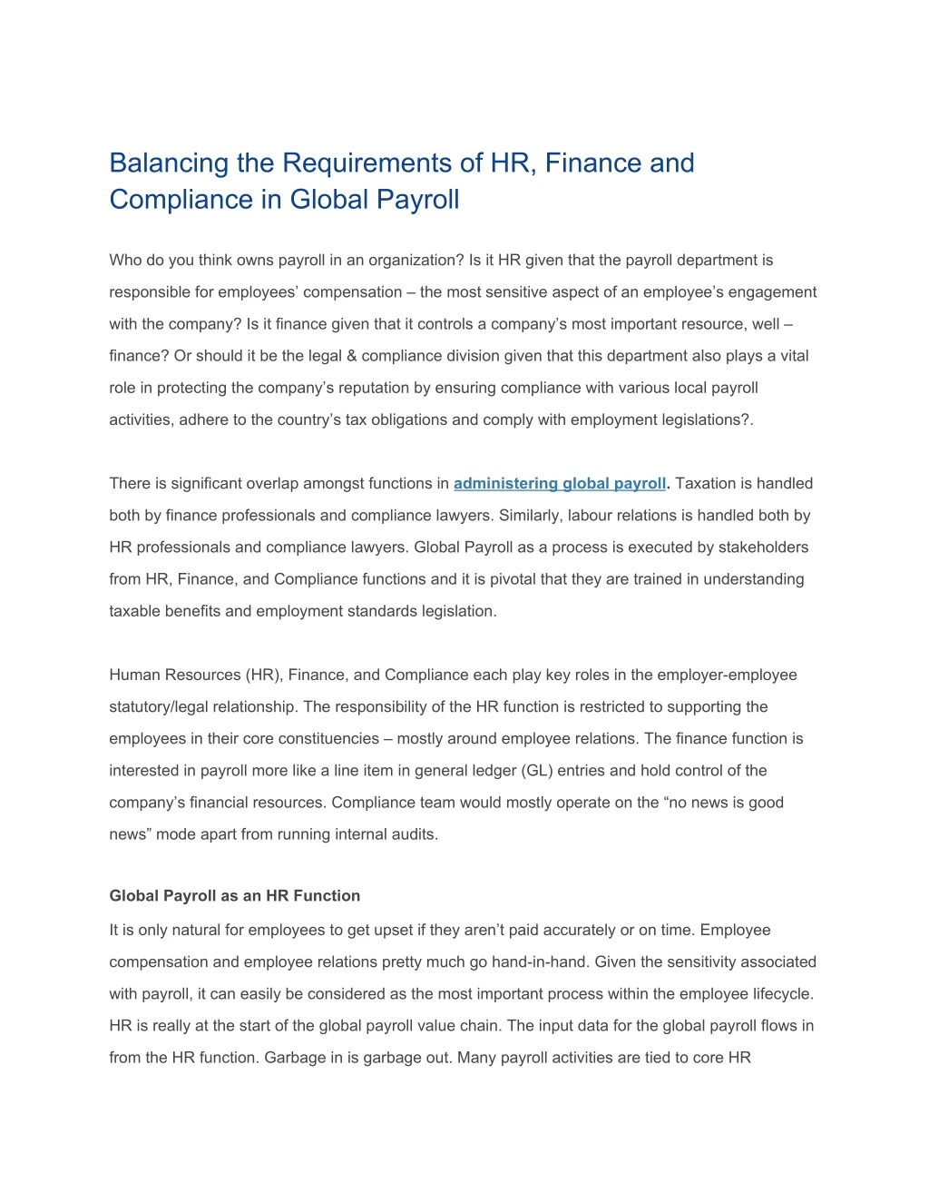balancing the requirements of hr finance
