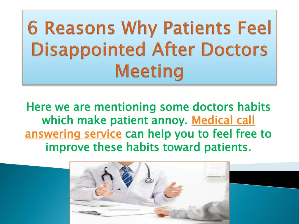 6 reasons why patients feel disappointed after doctors meeting