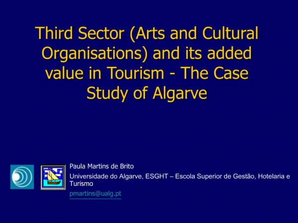 Third Sector Arts and Cultural Organisations and its added value in Tourism - The Case Study of Algarve