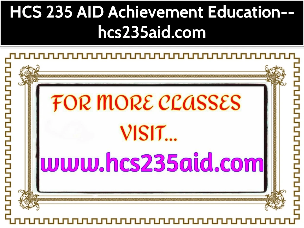 hcs 235 aid achievement education hcs235aid com