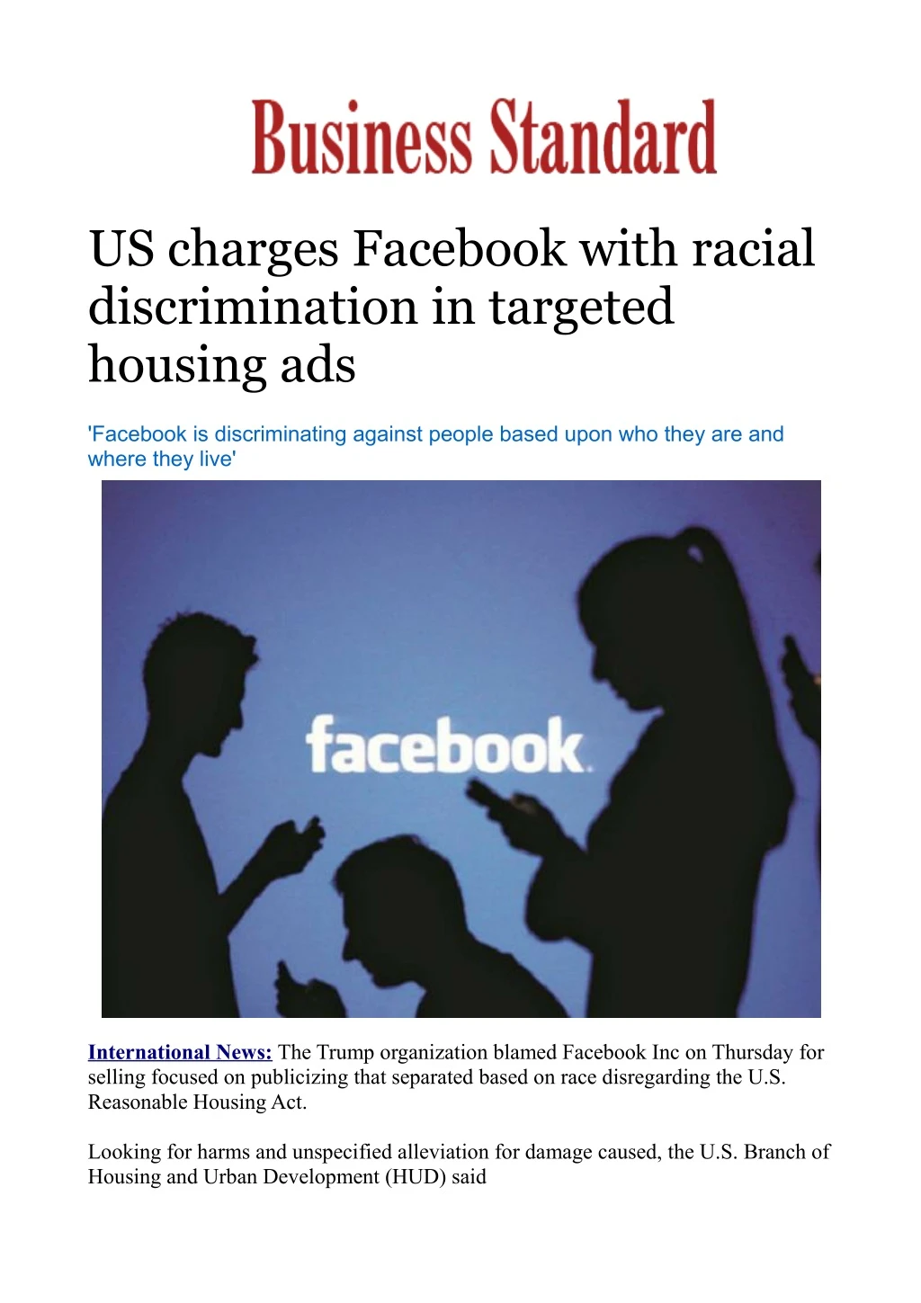 us charges facebook with racial discrimination