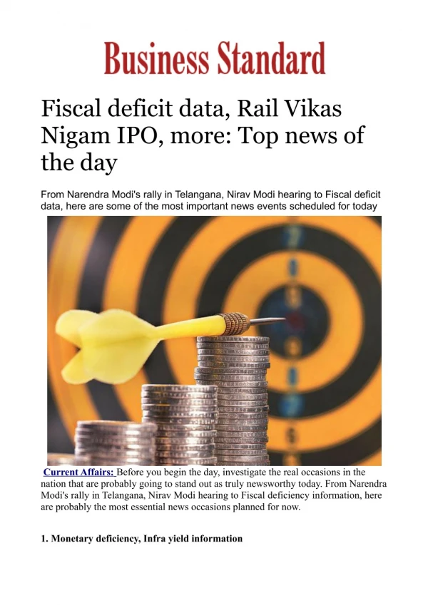 Fiscal deficit data, Rail Vikas Nigam IPO, more: Top news of the day