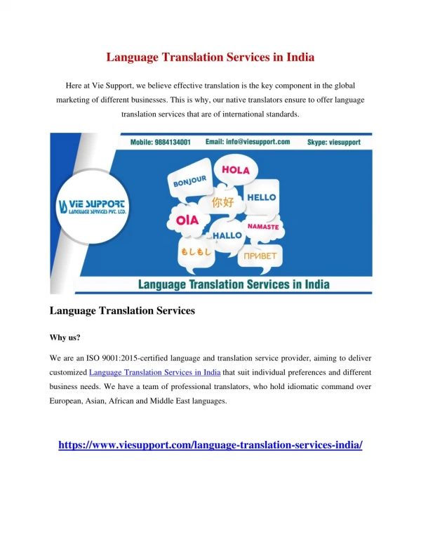 Language Translation Services in India