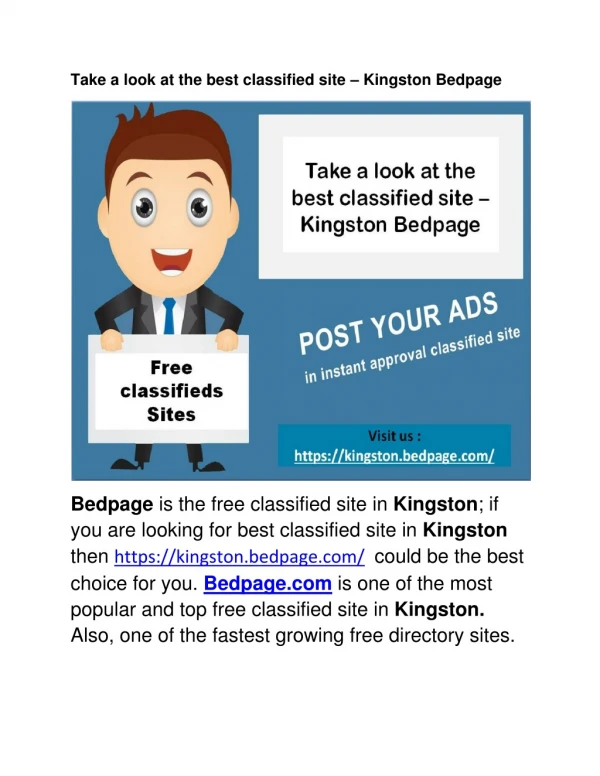 Take a look at the best classified site – Kingston Bedpage