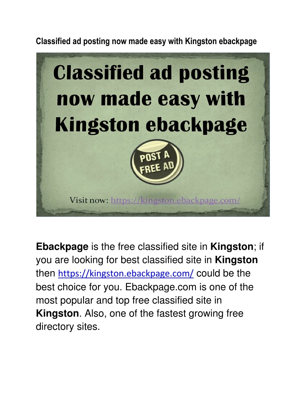 classified ad posting now made easy with kingston