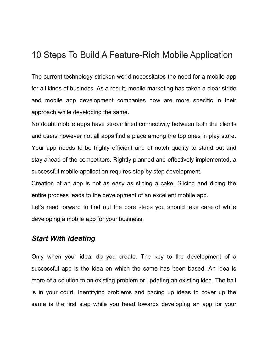 10 steps to build a feature rich mobile
