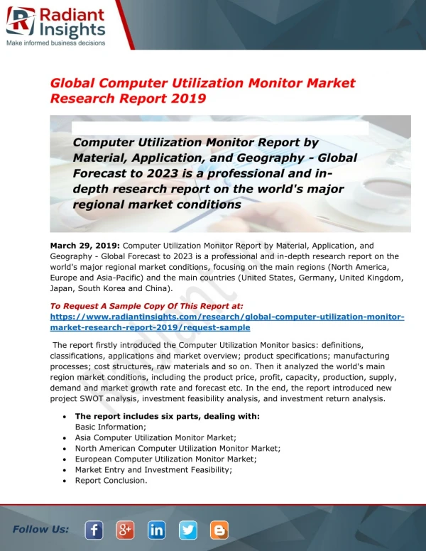 Computer Utilization Monitor Market Growth and Forecast: Radiant Insights Inc