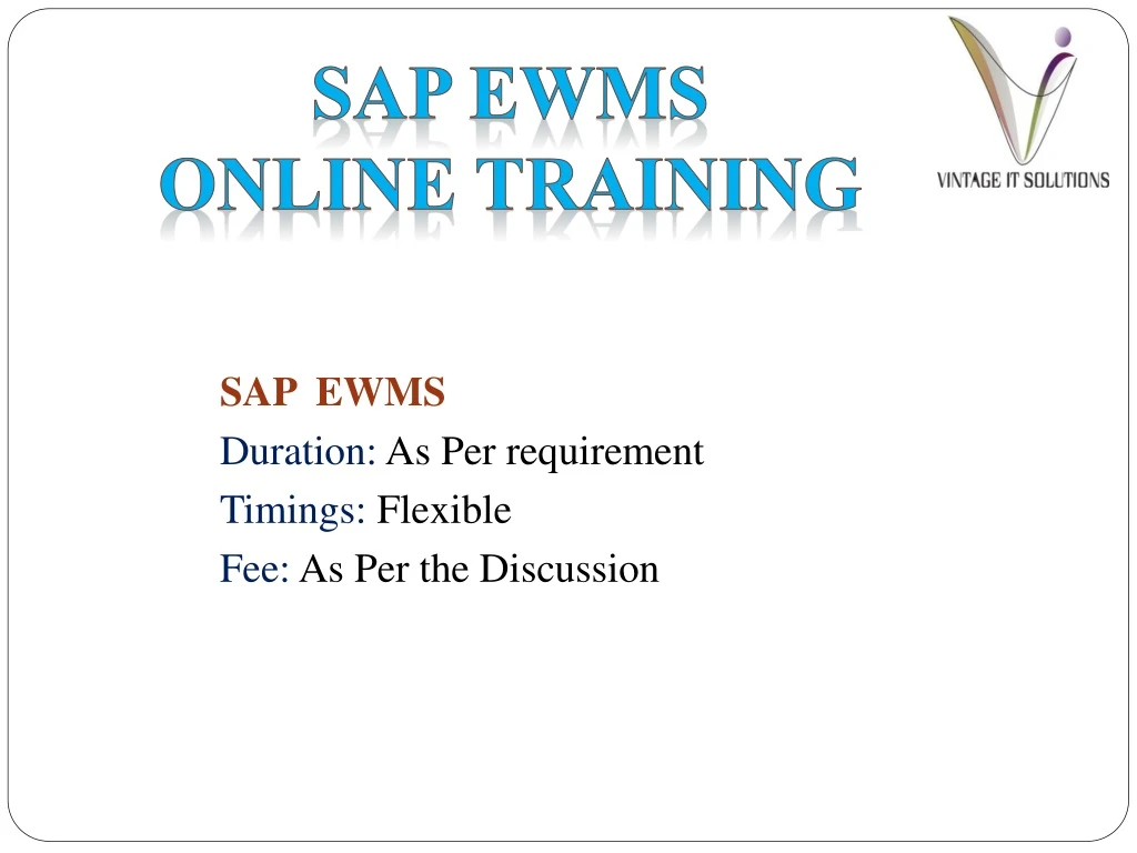 sap ewms online training