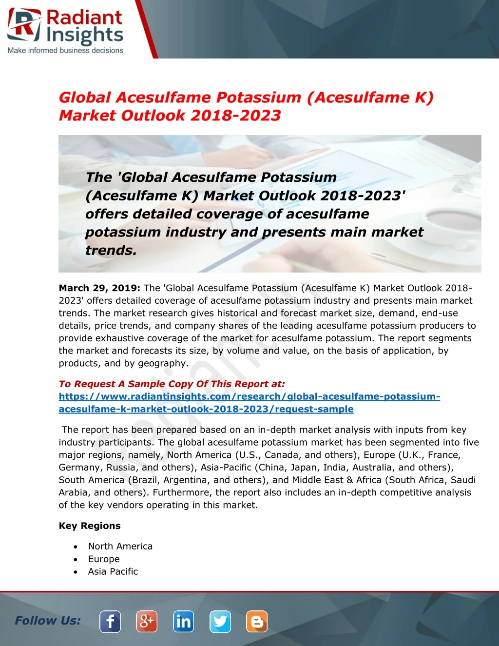 global acesulfame potassium acesulfame k market