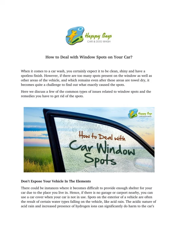 How to Deal with Window Spots on Your Car?