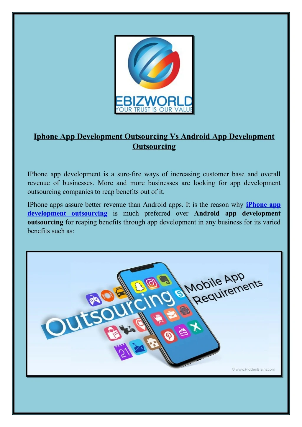 iphone app development outsourcing vs android