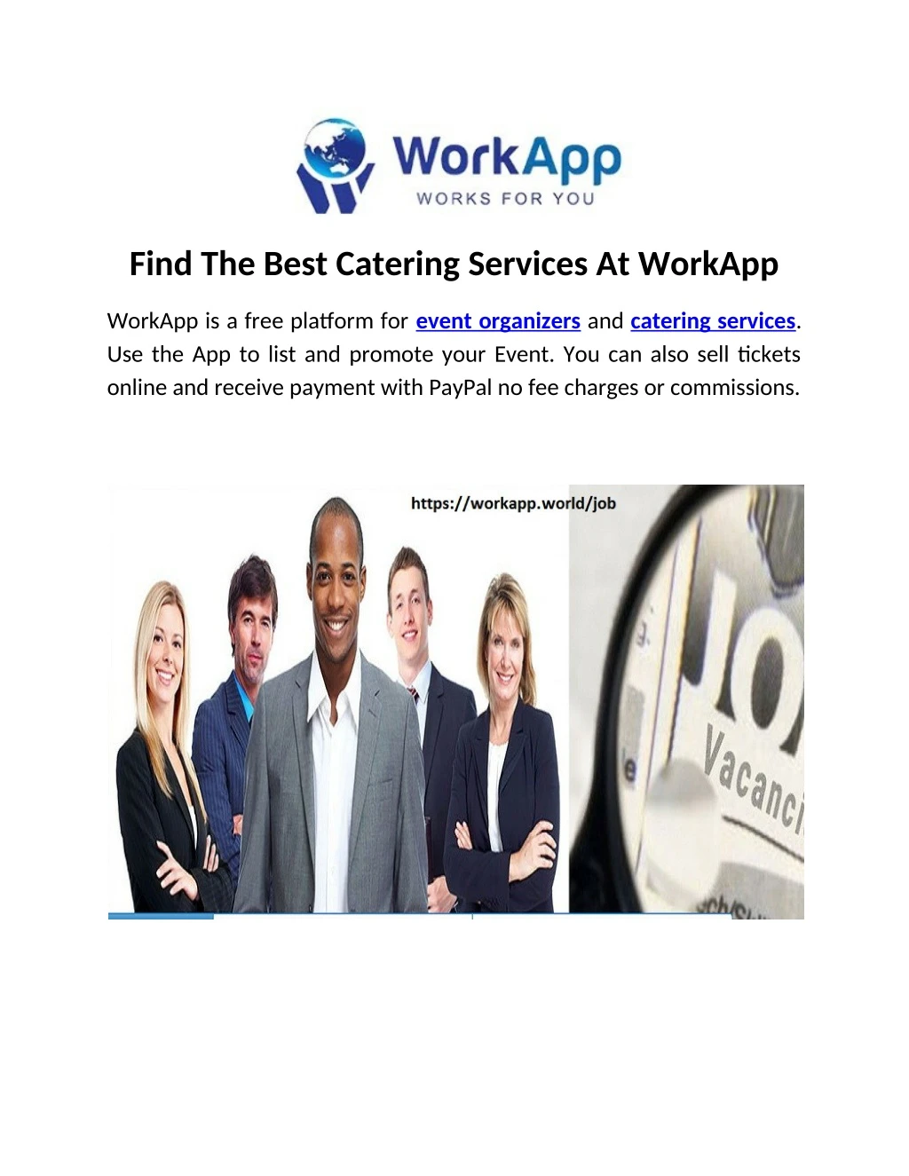 find the best catering services at workapp