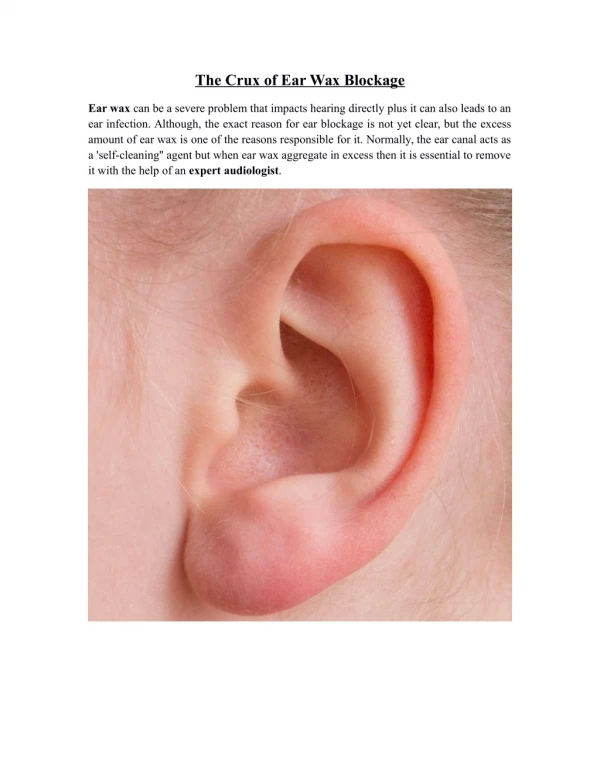 The Crux of Ear Wax Blockage - The Audiology Clinic