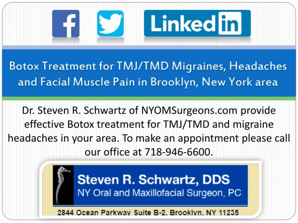 Botox Treatment for TMJ/TMD Migraines, Headaches and Facial Muscle Pain in Brooklyn, New York area - NYOMSurgeons.com