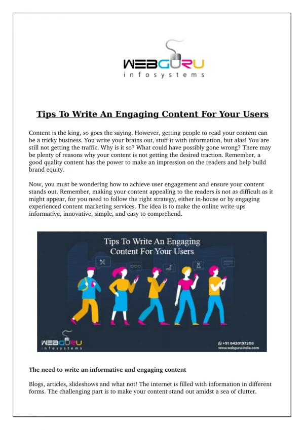 Tips To Write An Engaging Content For Your Users