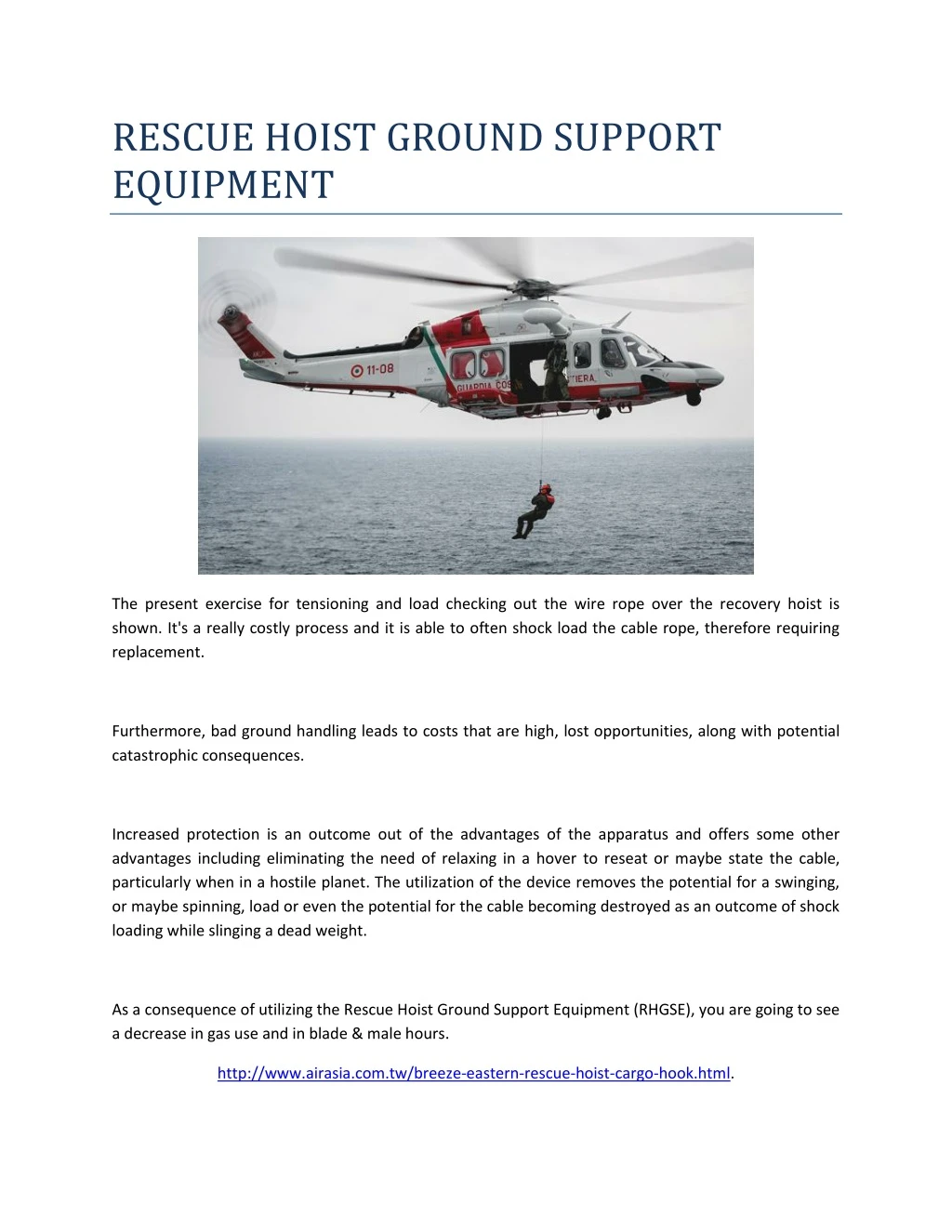rescue hoist ground support equipment