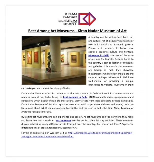 Best Among Art Museums - Kiran Nadar Museum of Art