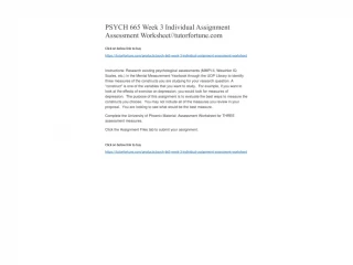 PSYCH 665 Week 3 Individual Assignment Assessment Worksheet//tutorfortune.com - slide 1