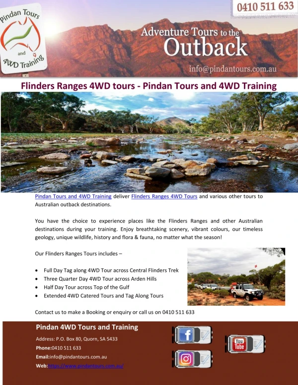 Flinders Ranges 4WD tours - Pindan Tours and 4WD Training