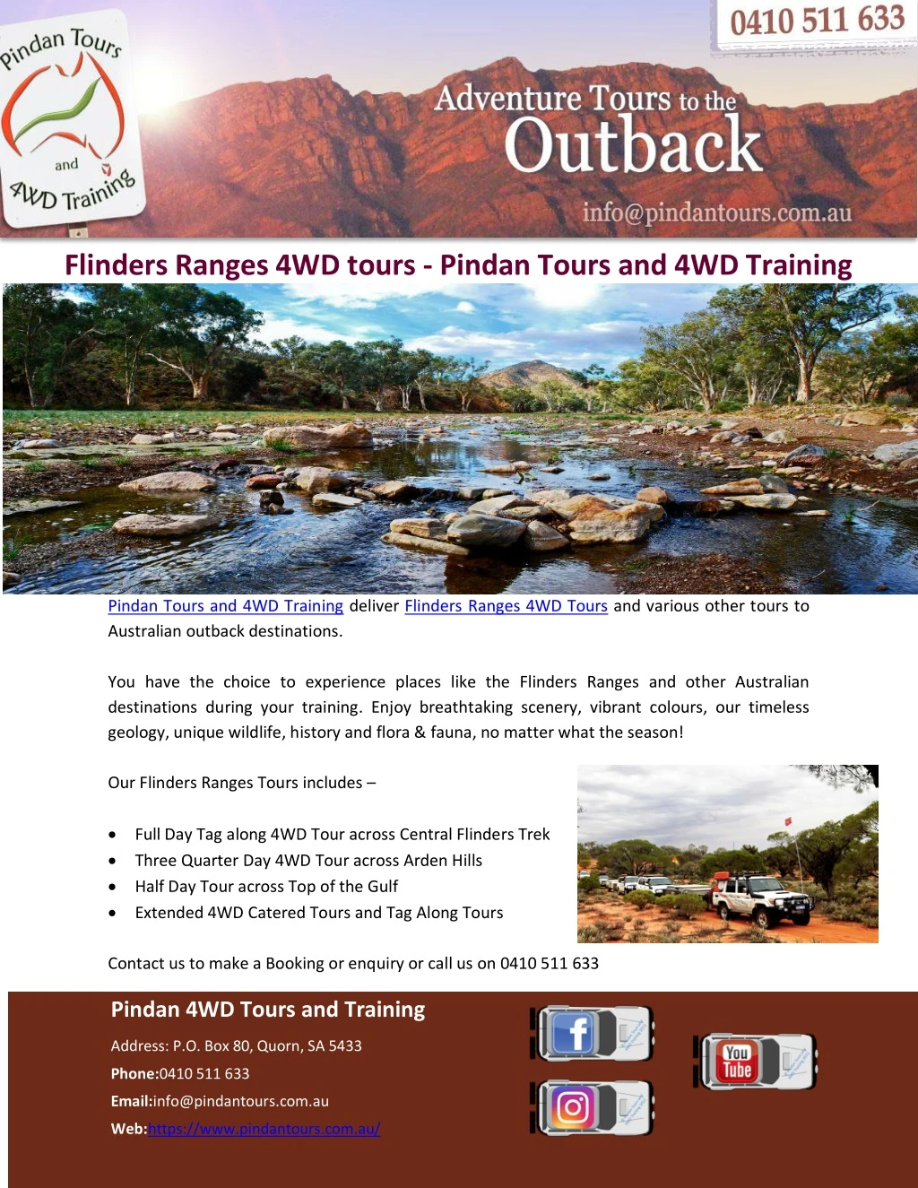 flinders ranges 4wd tours pindan tours