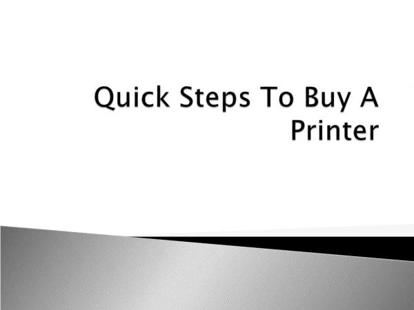 How To Buy A Printer
