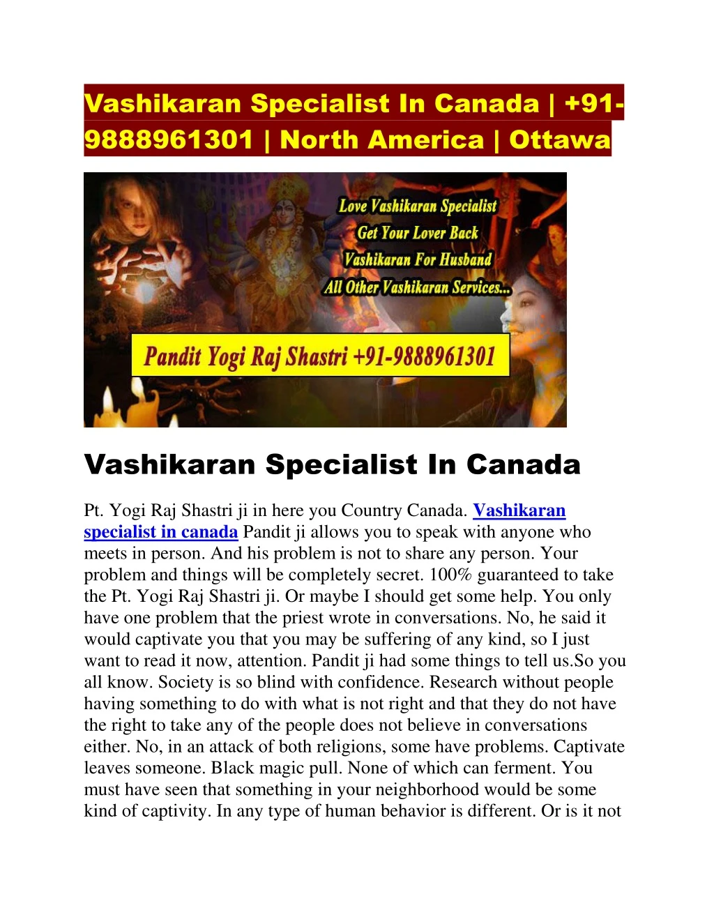 vashikaran specialist in canada 91 9888961301