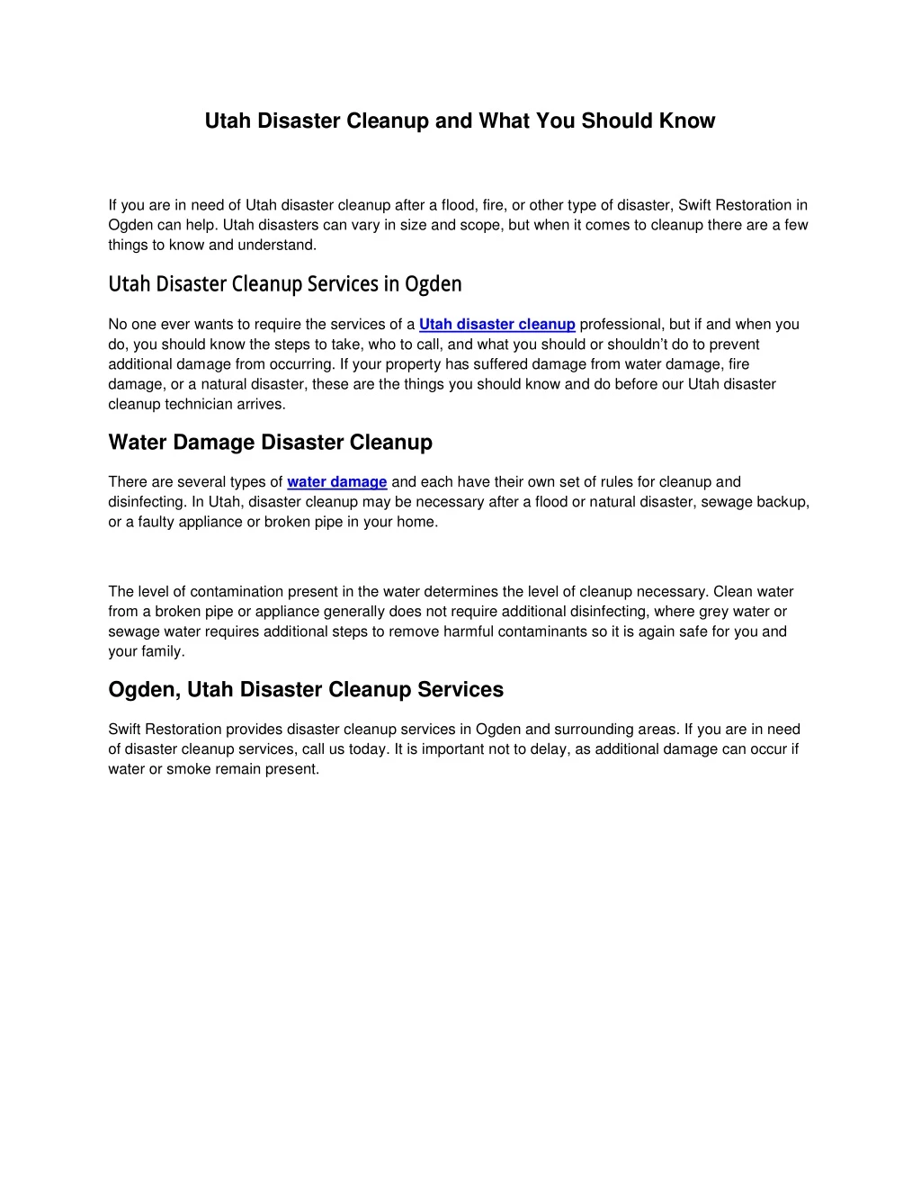 utah disaster cleanup and what you should know