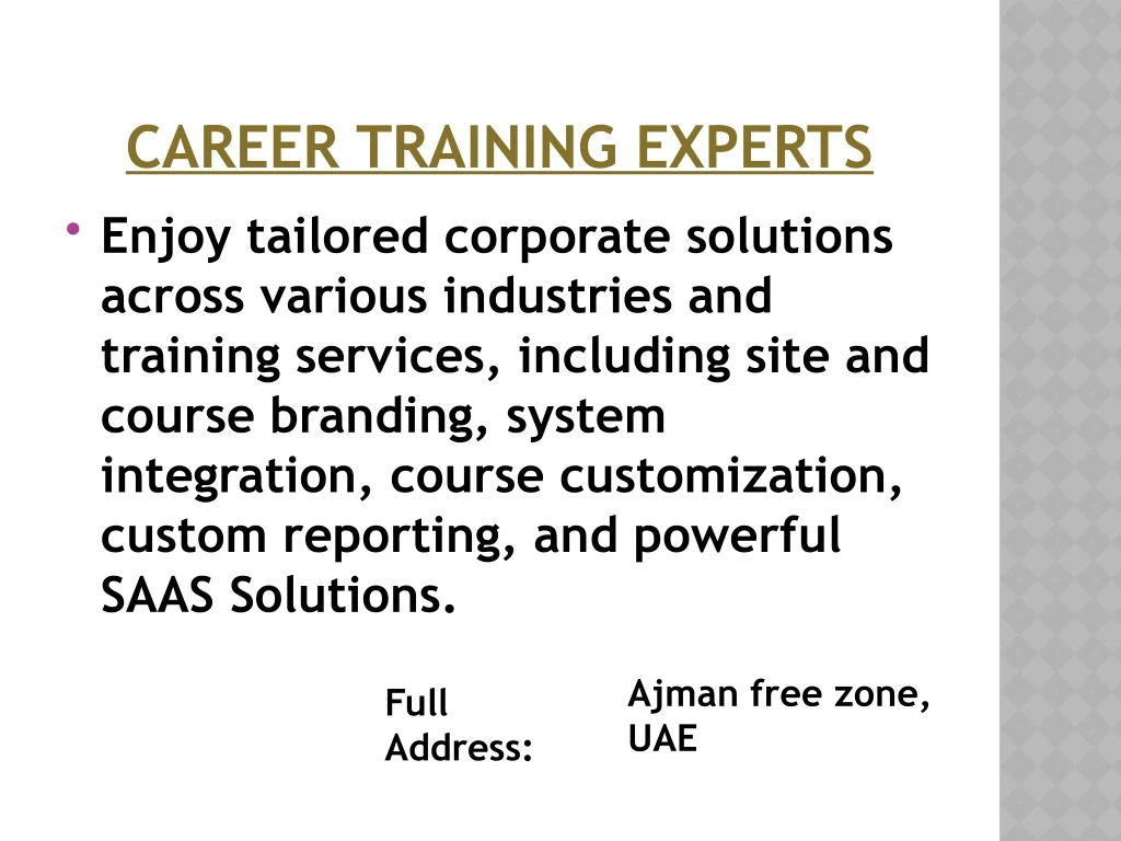 career training experts