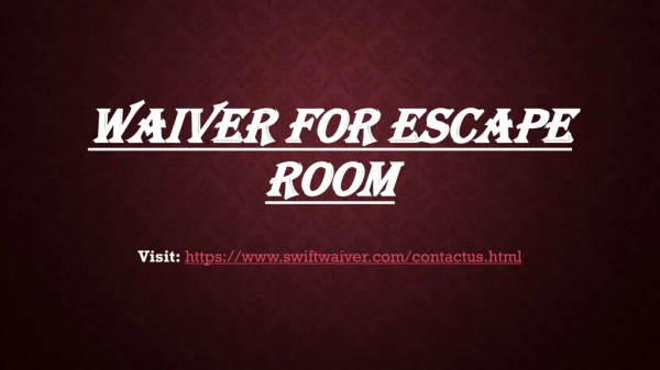Waiver for escape room