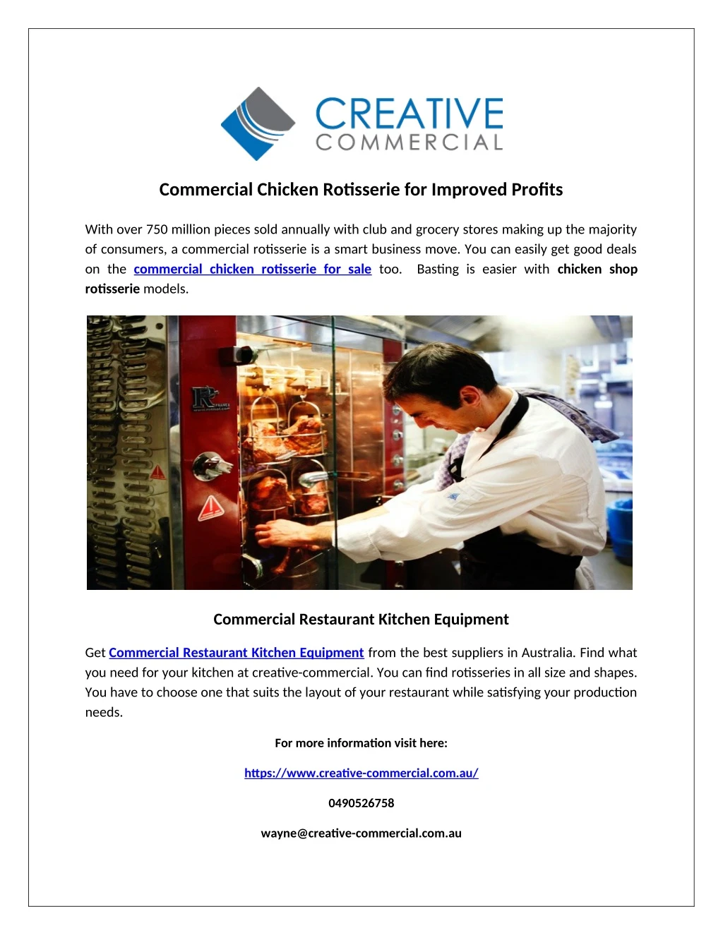 commercial chicken rotisserie for improved profits