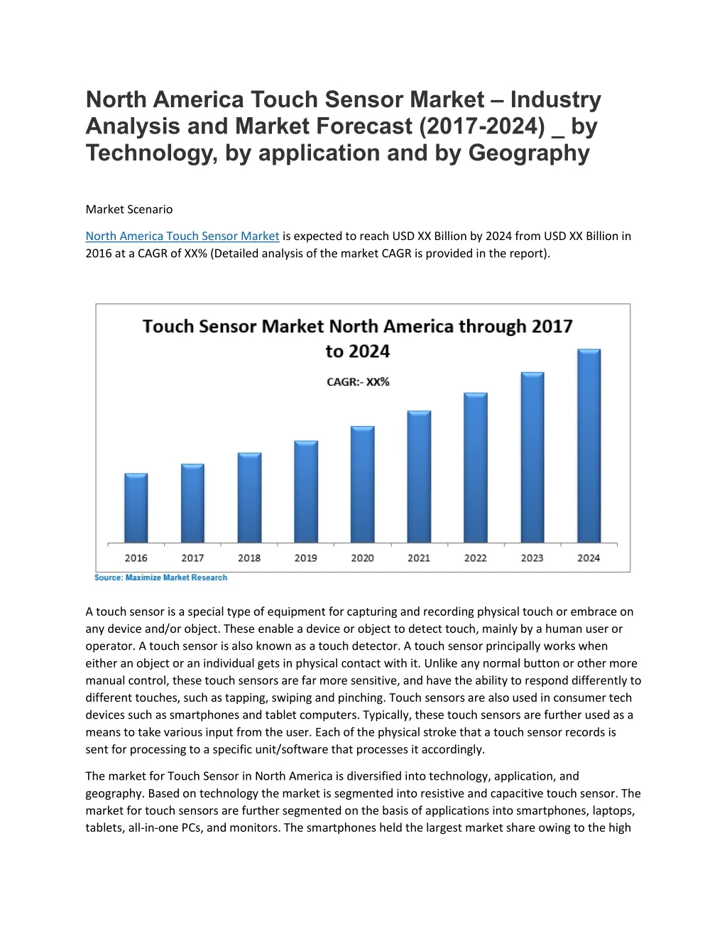 north america touch sensor market industry