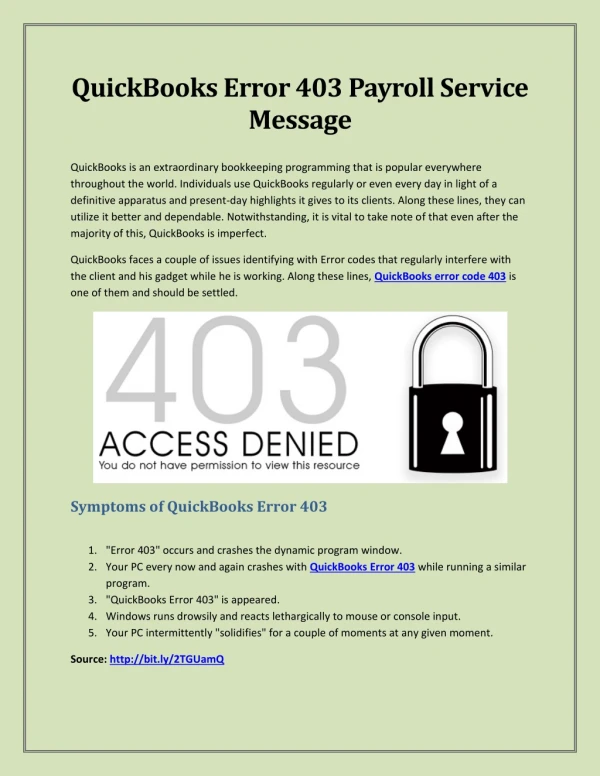 QuickBooks Error 403 Payroll Service Message