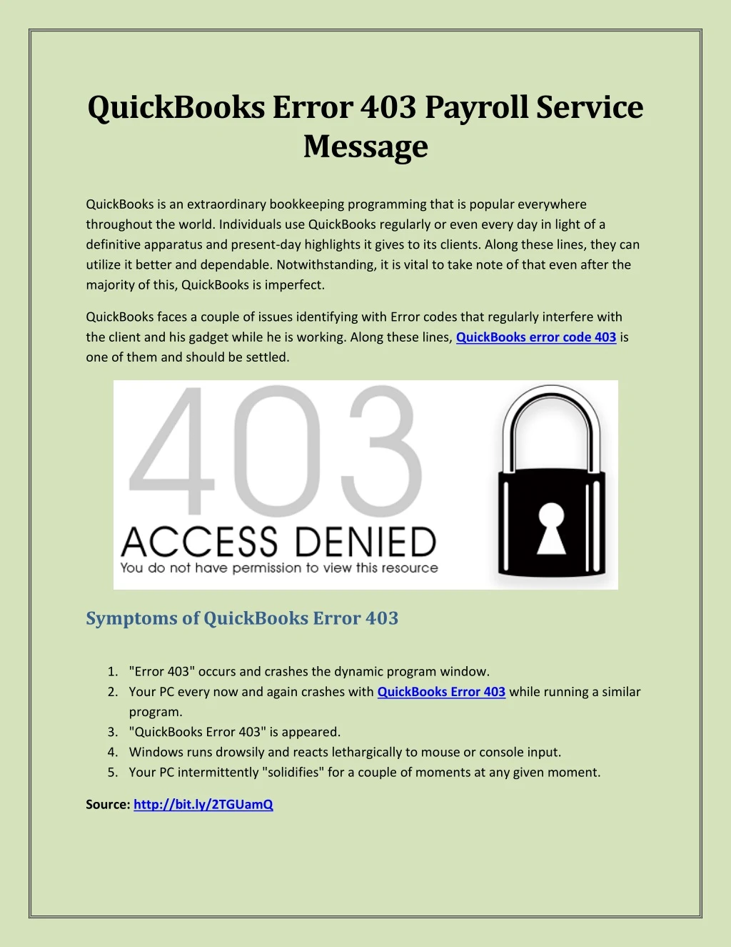 quickbooks error 403 payroll service message