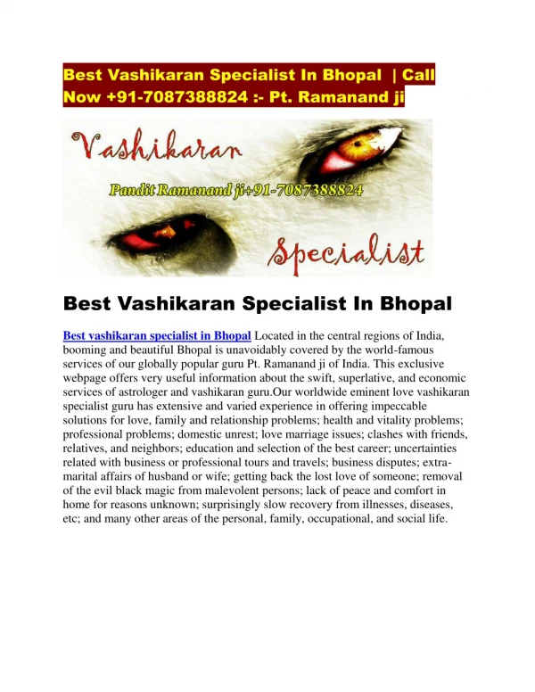 Best vashikaran specialist in bhopal
