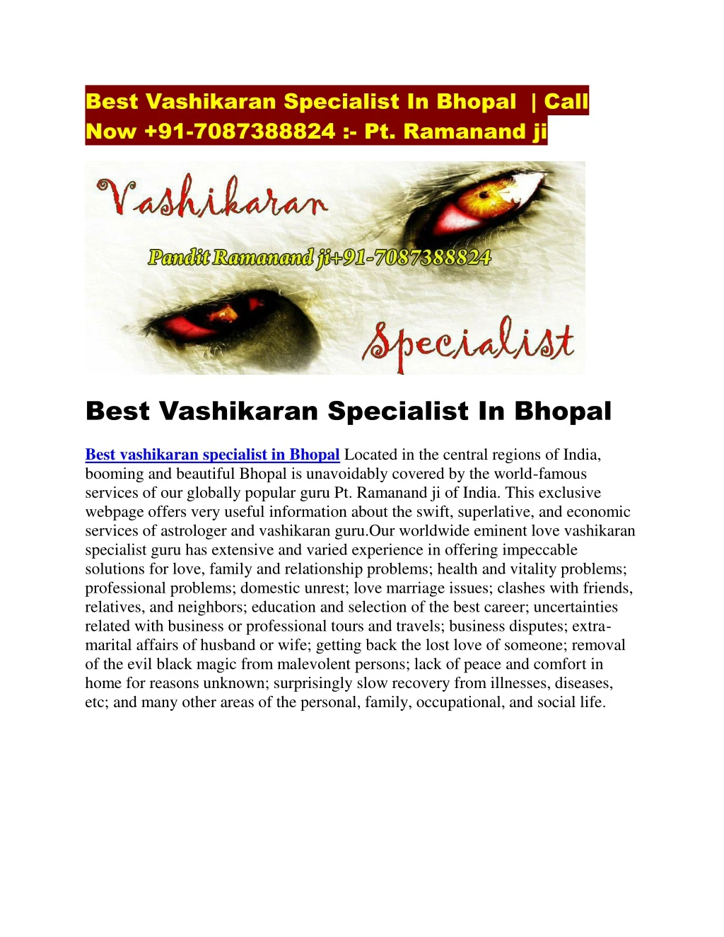 best vashikaran specialist in bhopal call