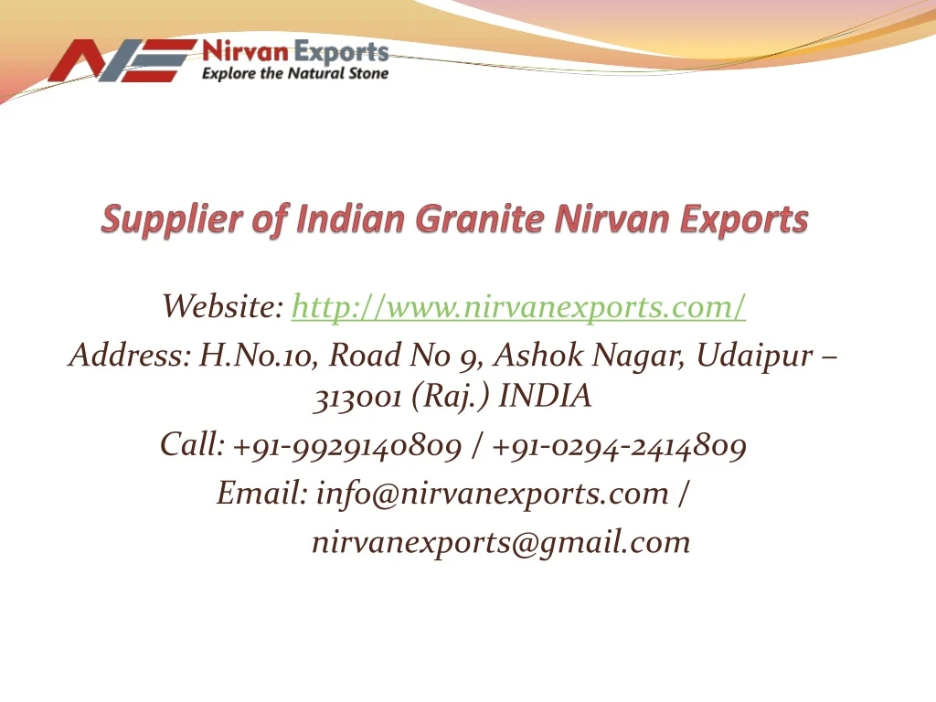 supplier of indian granite nirvan exports