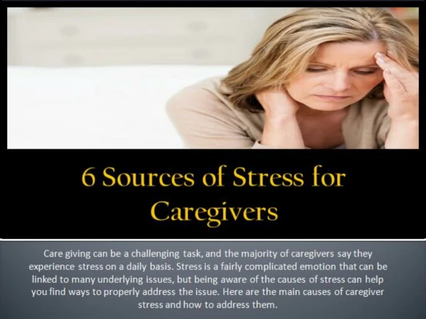 6 Sources of Stress for Caregivers
