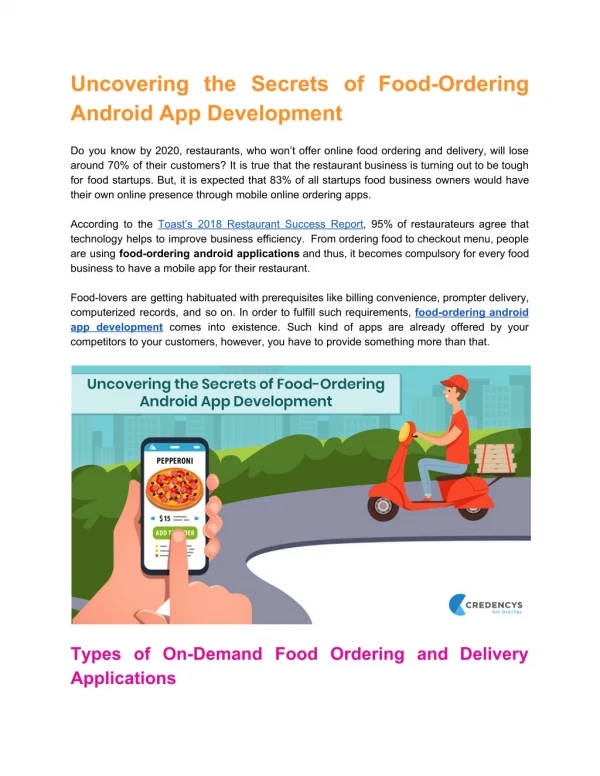 Uncovering the Secrets of Food-Ordering Android App Development