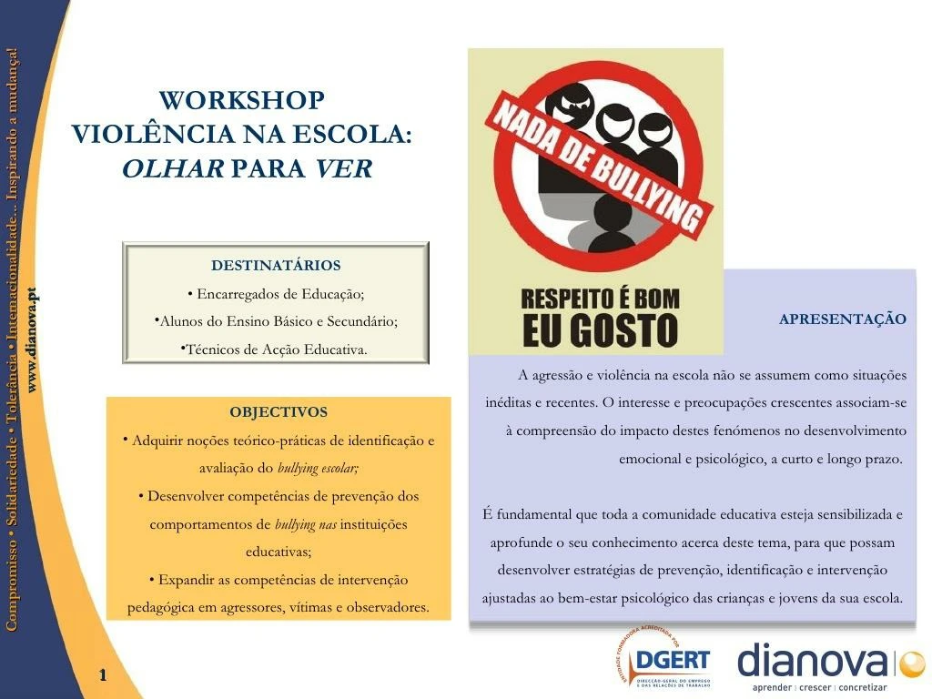 workshop forma o dianova violencia na escola