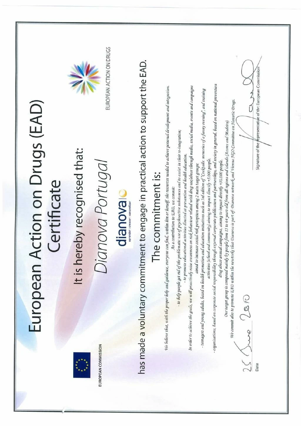 ead certificate dianova portugal