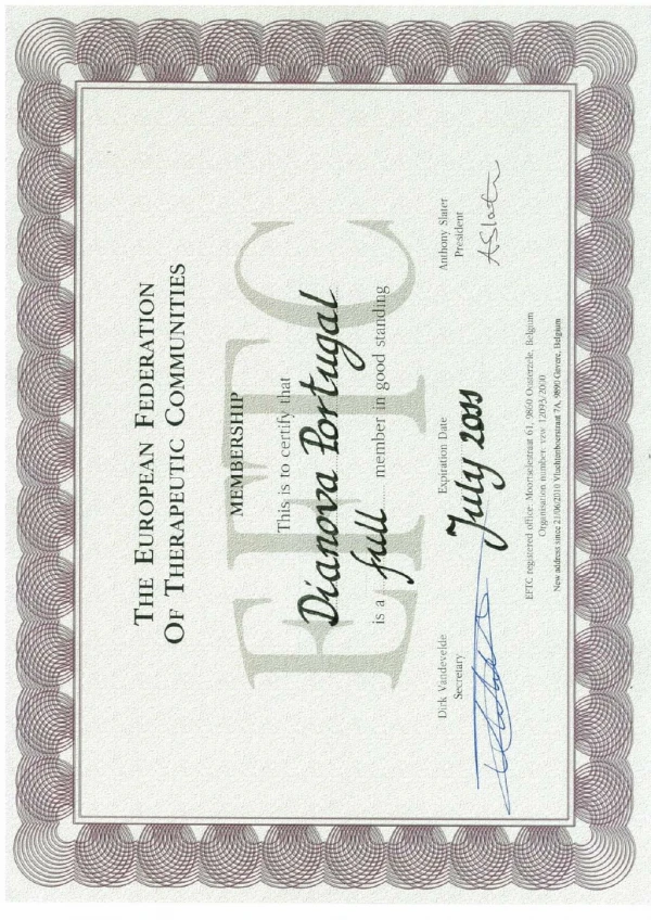 eftc full membership certificate 2010 dianova