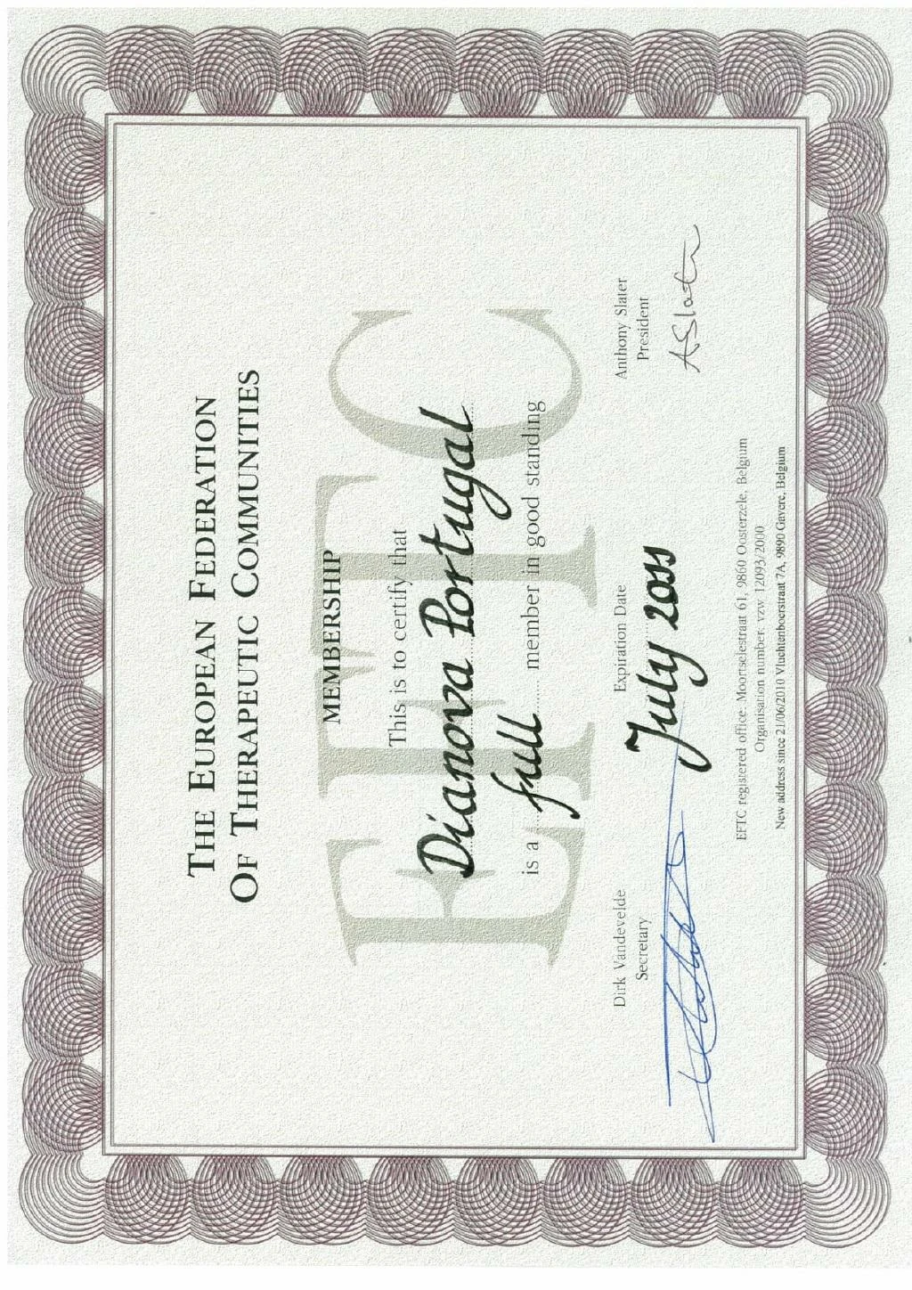 eftc full membership certificate 2010 dianova