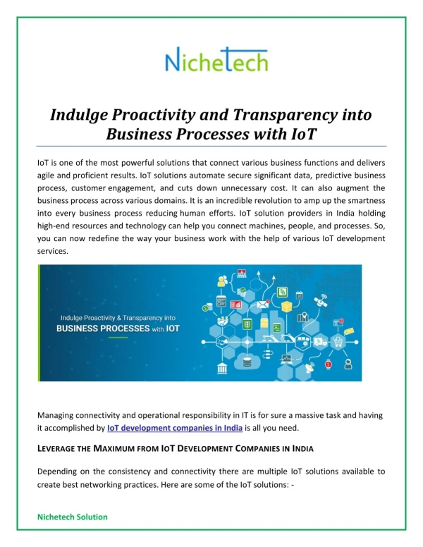 Indulge Proactivity and Transparency into Business Processes with IoT