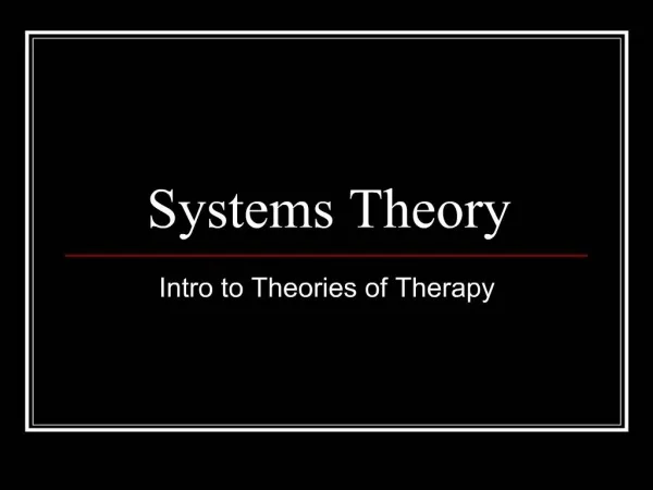 Systems Theory