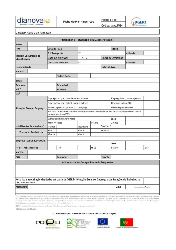 ficha de pr inscri o formandos poph