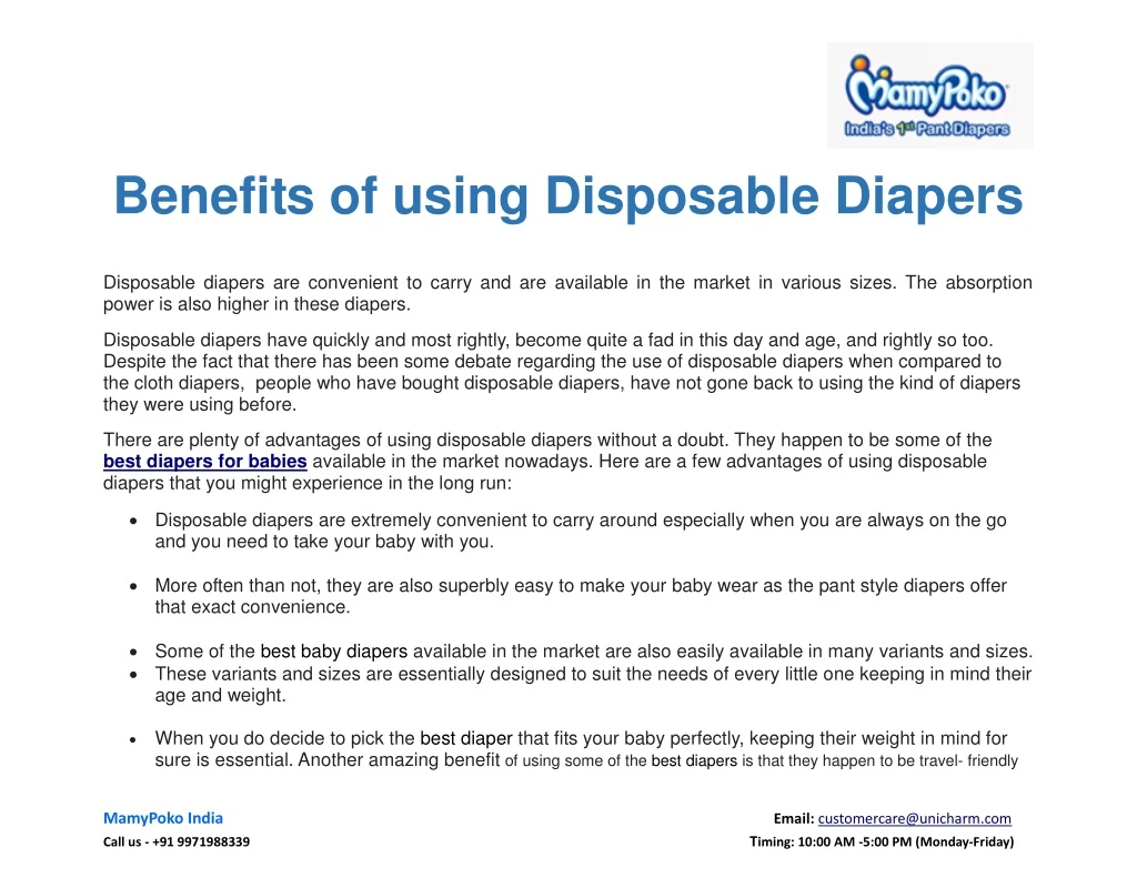 benefits of using disposable diapers