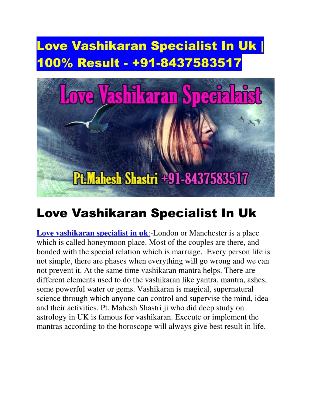 love vashikaran specialist in uk 100 result